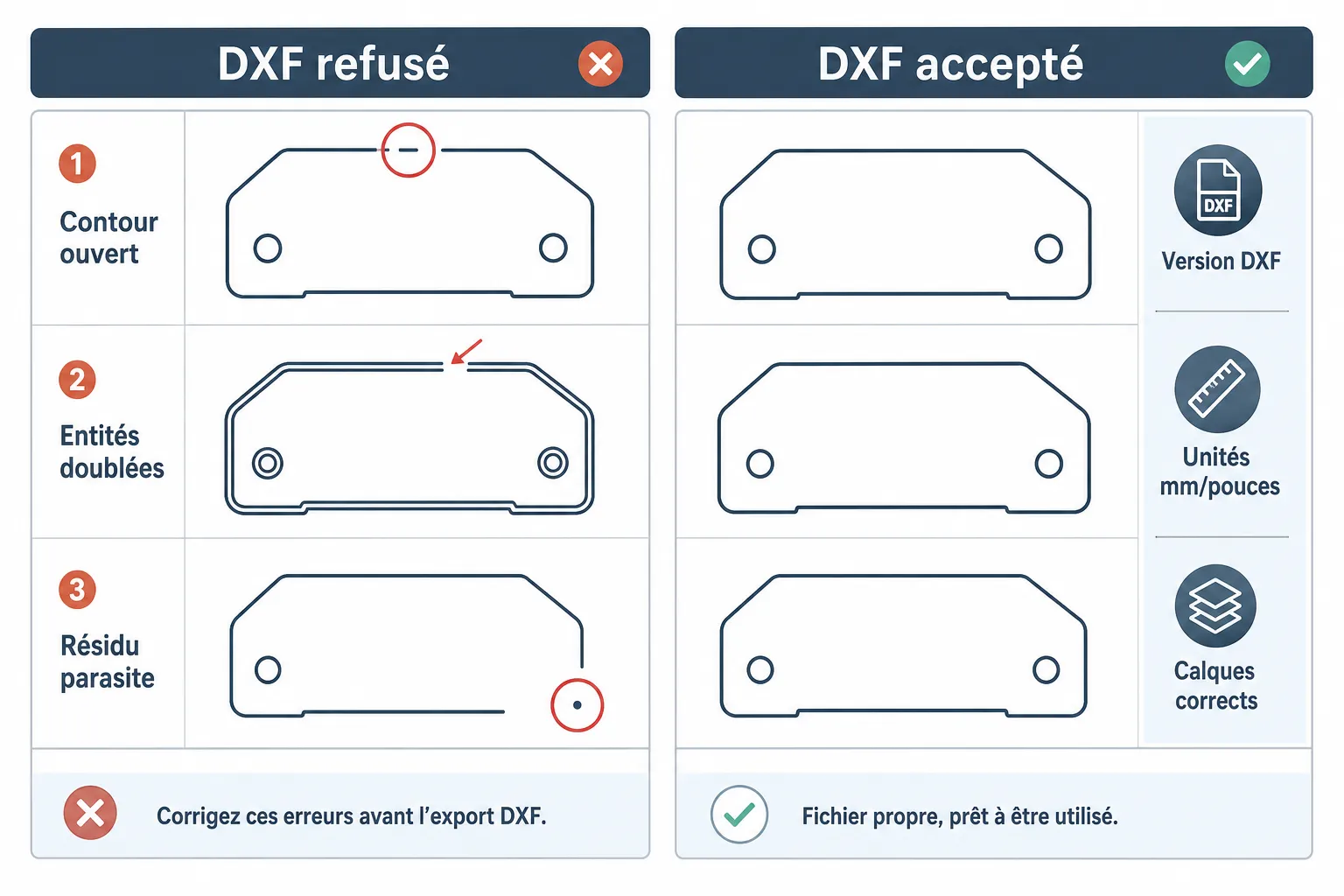 Dessin DXF : les erreurs qui bloquent la découpe